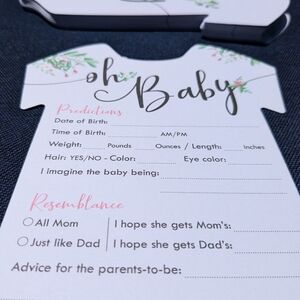 Baby shower prediction cards